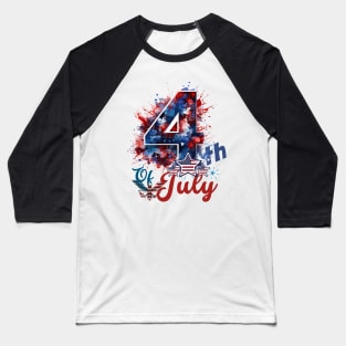 Colorful 4th of July Celebration: Eagle, Flags, and Festive Spirit Baseball T-Shirt